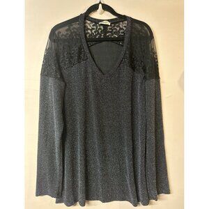 Y2K Women’s 3X Black Shiny Dress Lace Neckline Whimsigoth Grunge Disco Retro